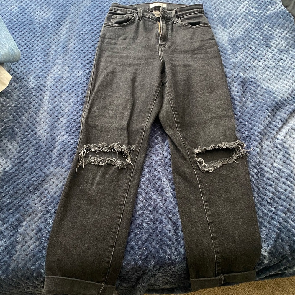 Black Ripped Mom Jeans